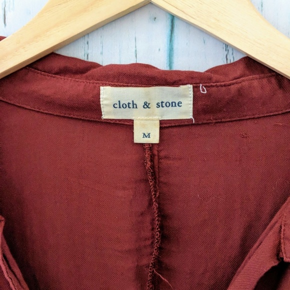 3/$20 Anthropologi Burgundy Button Down Blouse - Picture 4 of 4